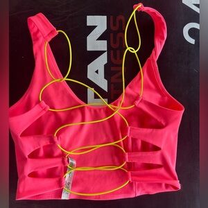 Free people open back strappy workout top sports bra xs